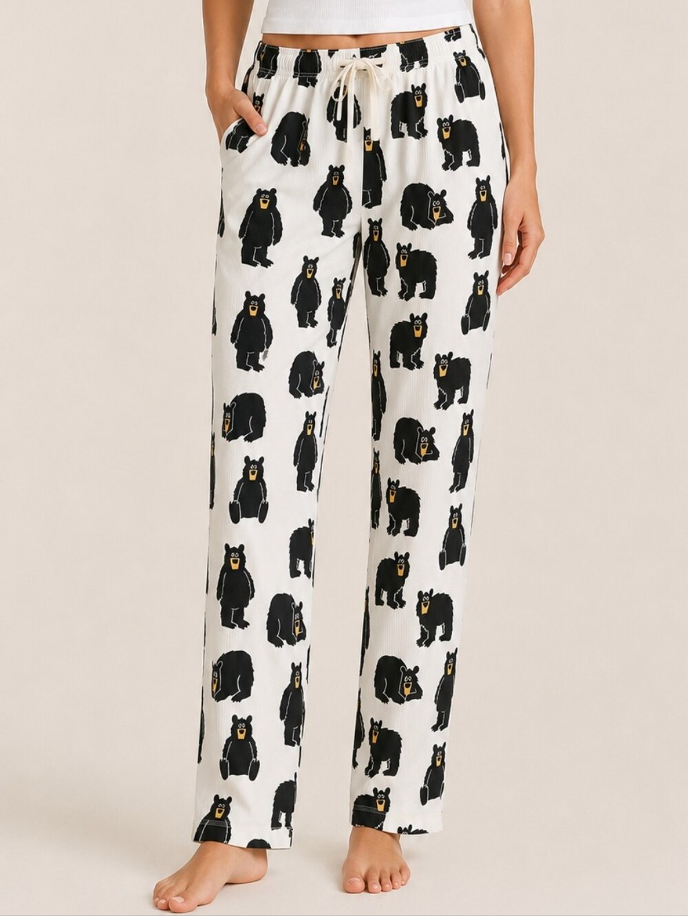 Lazy One Lake Tahoe Bears Cotton Unisex Pajama Bottoms XS